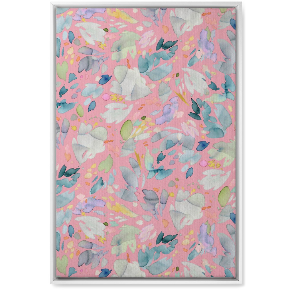 Abstract Petal Flowering Wall Art, White, Single piece, Canvas, 20x30, Pink