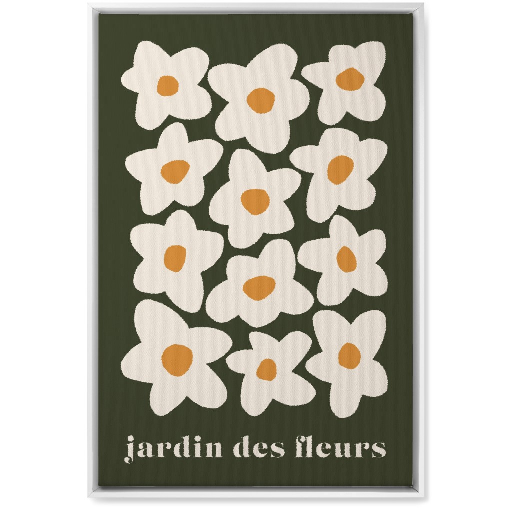 Botanical Graphic Retro Flower Garden Wall Art, White, Single piece, Canvas, 20x30, Black