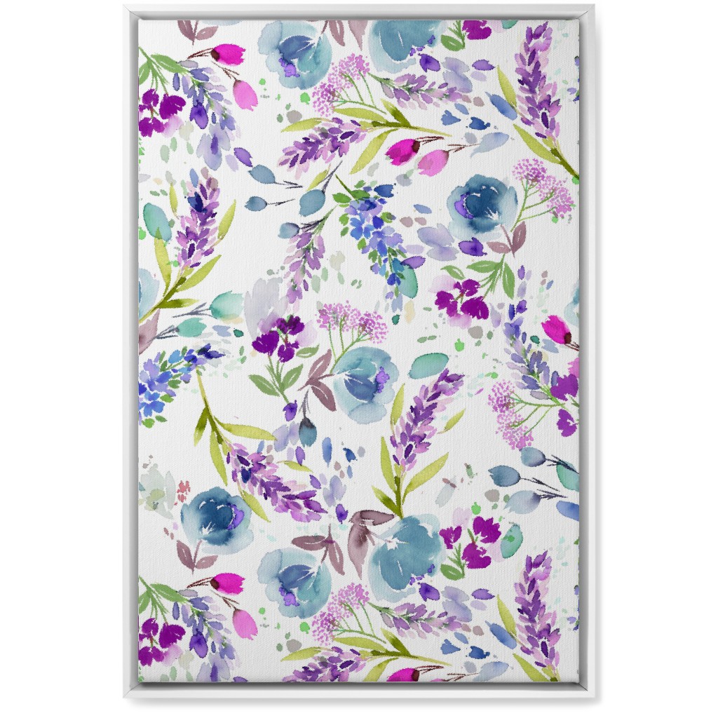 Lavender Bunches - Purple and Blue Wall Art, White, Single piece, Canvas, 20x30, Purple, Purple