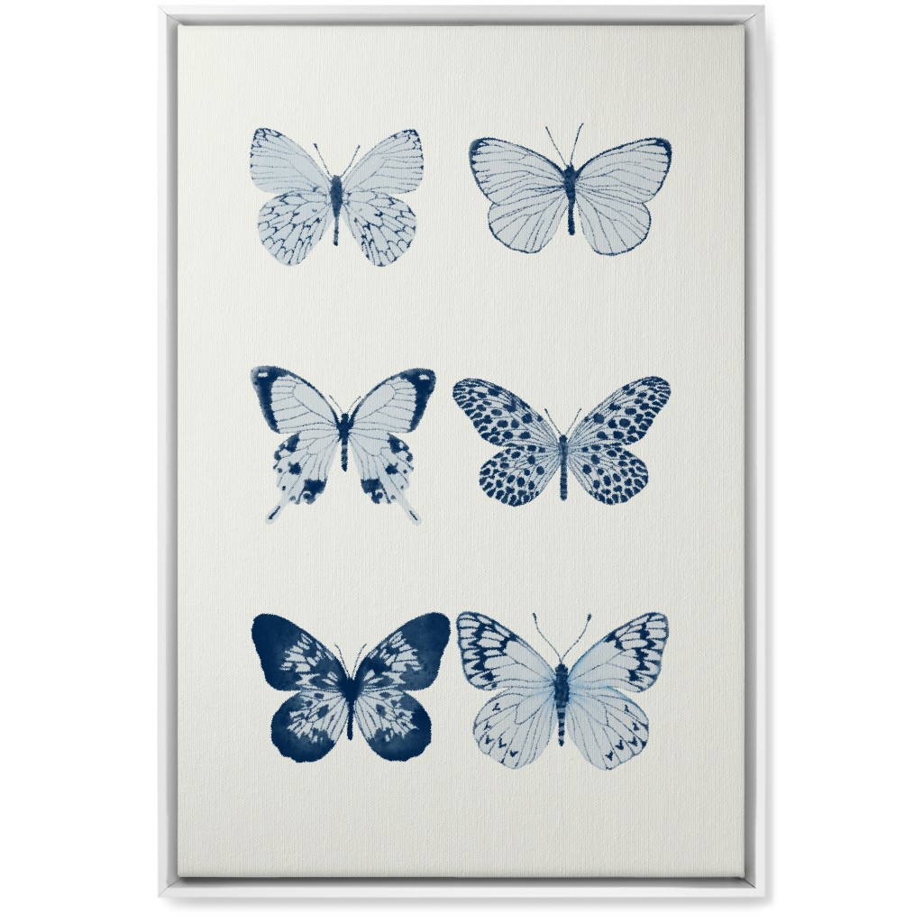 Butterflies Pairs Wall Art, White, Single piece, Canvas, 20x30, Blue, Air