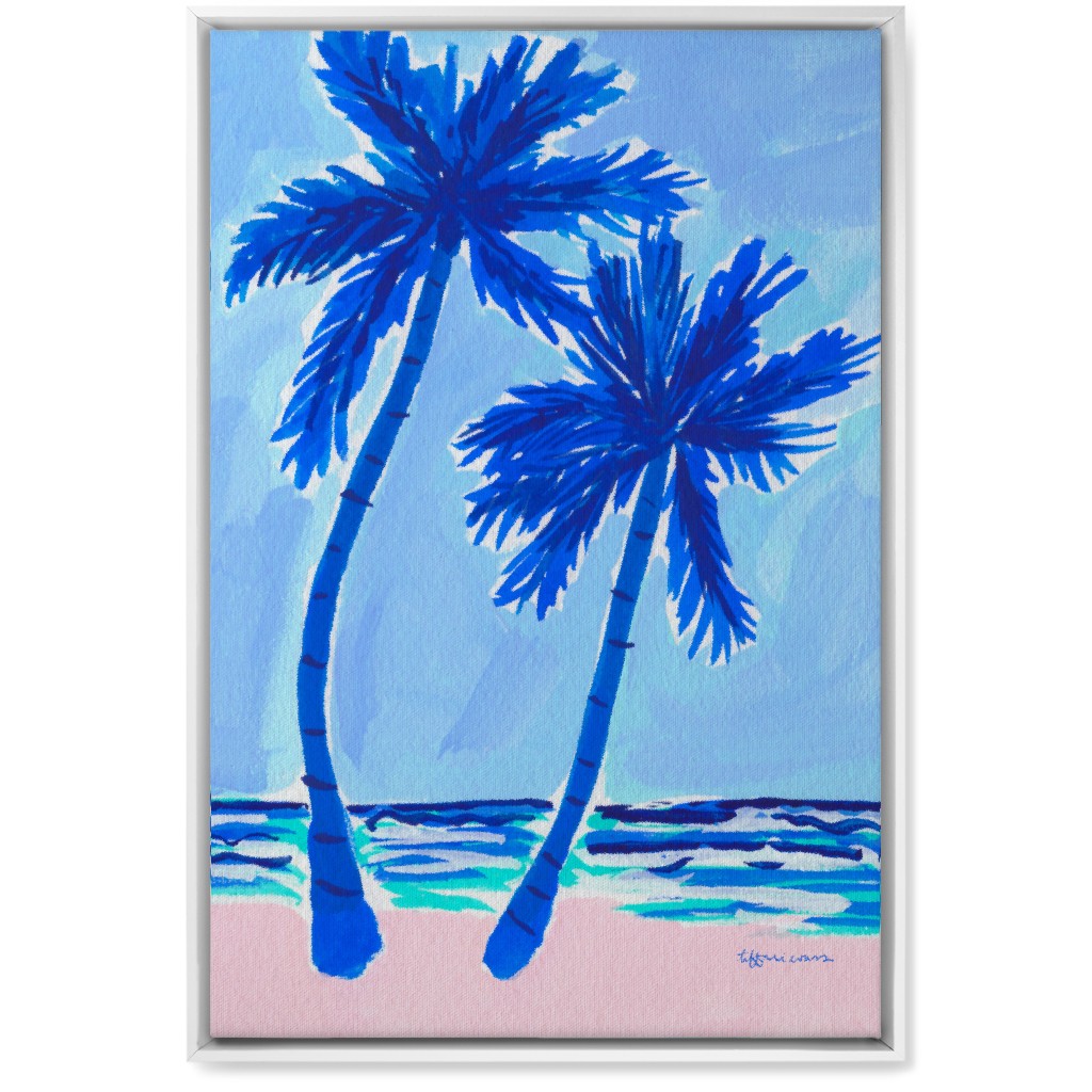 Palm Beach Vibes - Blue Wall Art, White, Single piece, Canvas, 20x30, Blue