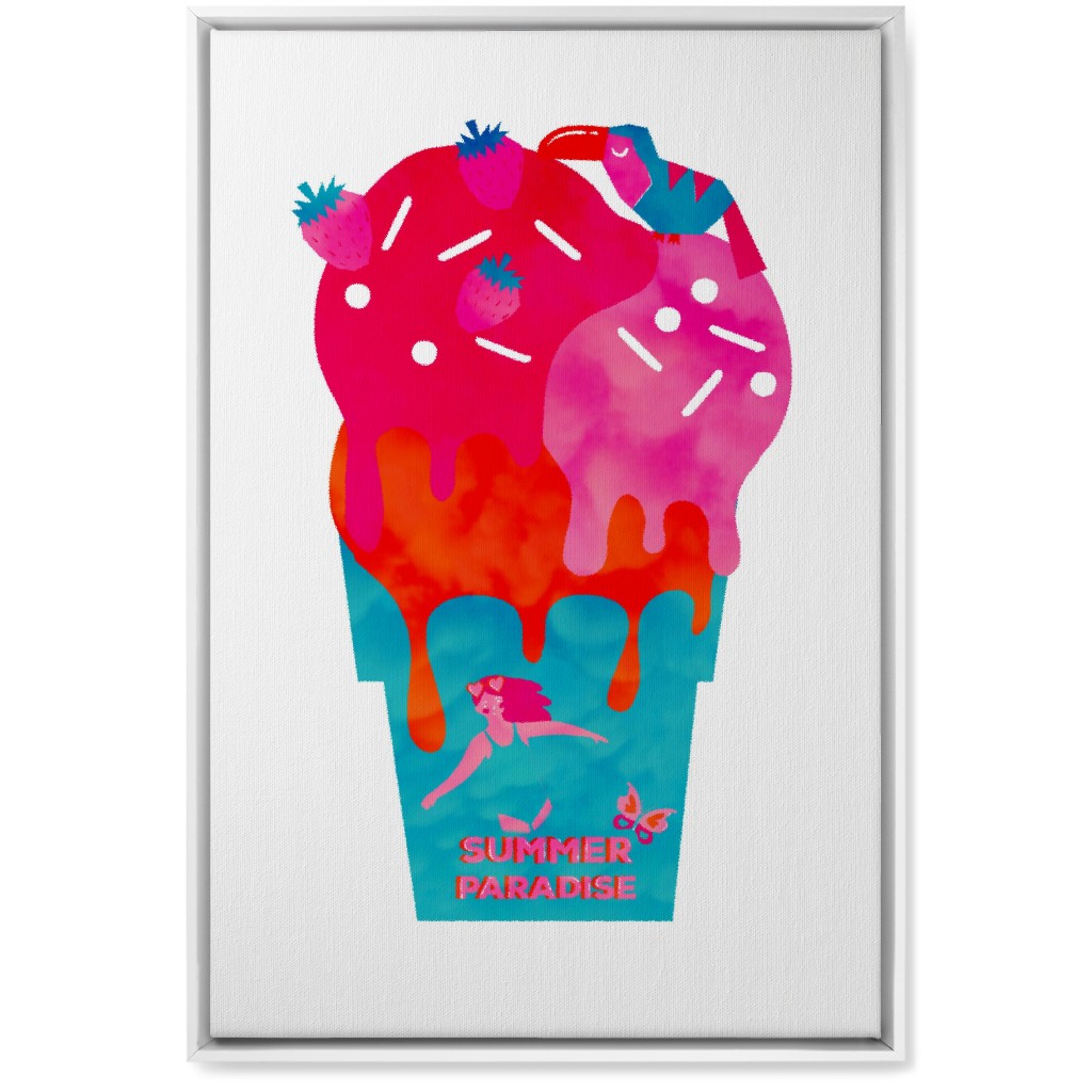 Summer Ice Cream Paradise - Multi Wall Art, White, Single piece, Canvas, 20x30, Multicolor