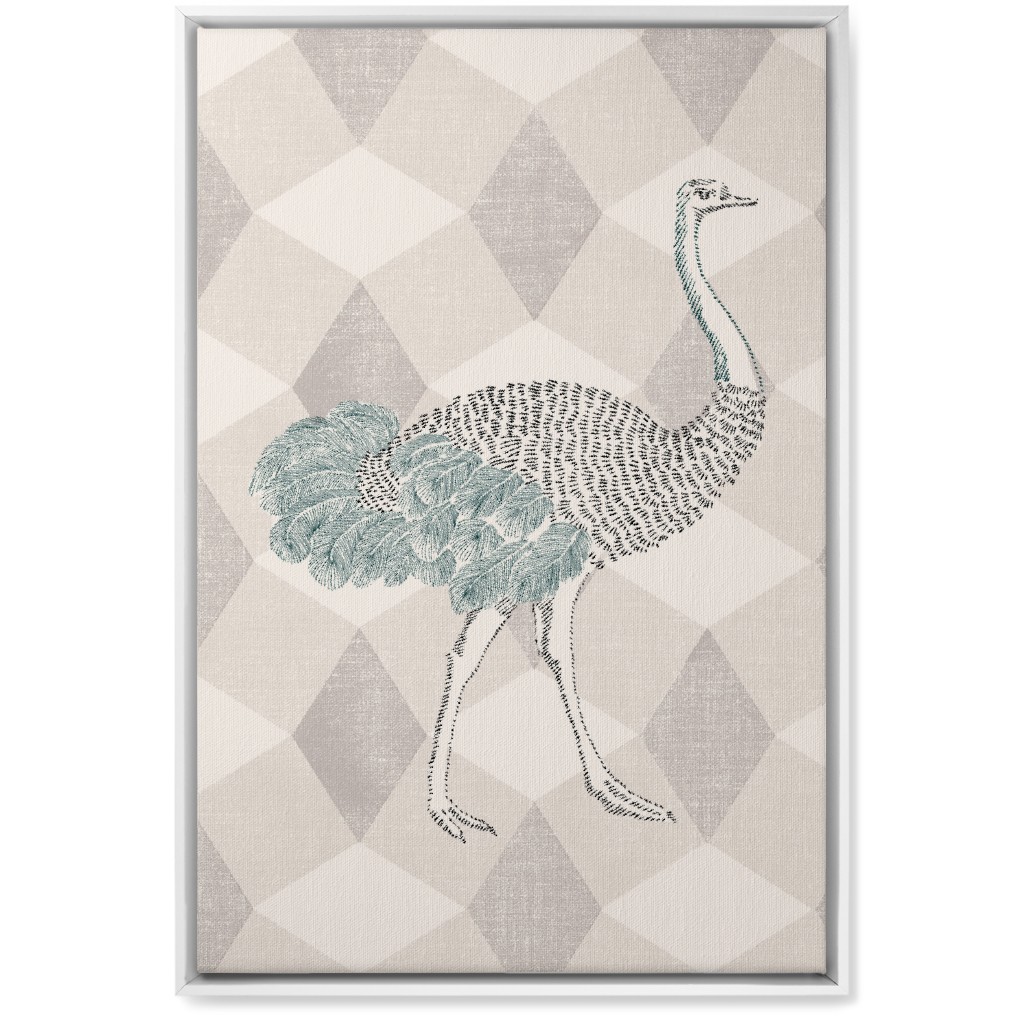Majestic Ostrich Wall Art, White, Single piece, Canvas, 20x30, Beige