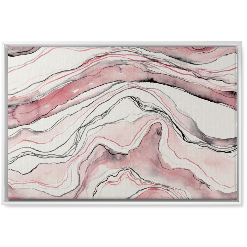 Marbled Watercolor Stone - Pink Wall Art, White, Single piece, Canvas, 20x30, Pink