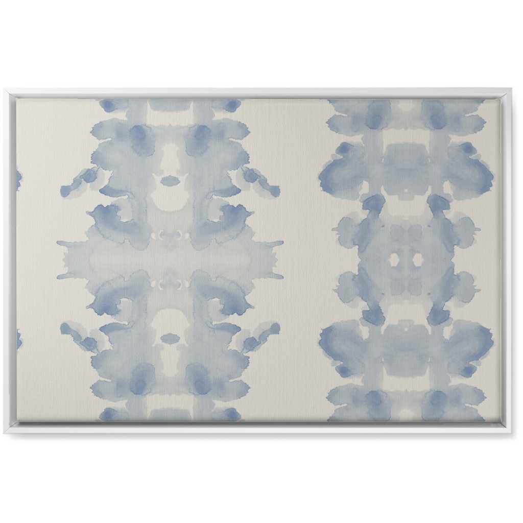 Double Inkblot - Light Blue and Cream Wall Art, White, Single piece, Canvas, 20x30, Blue, True Blue