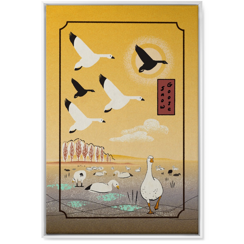 Snow Geese Wall Art, White, Single piece, Canvas, 24x36, Yellow