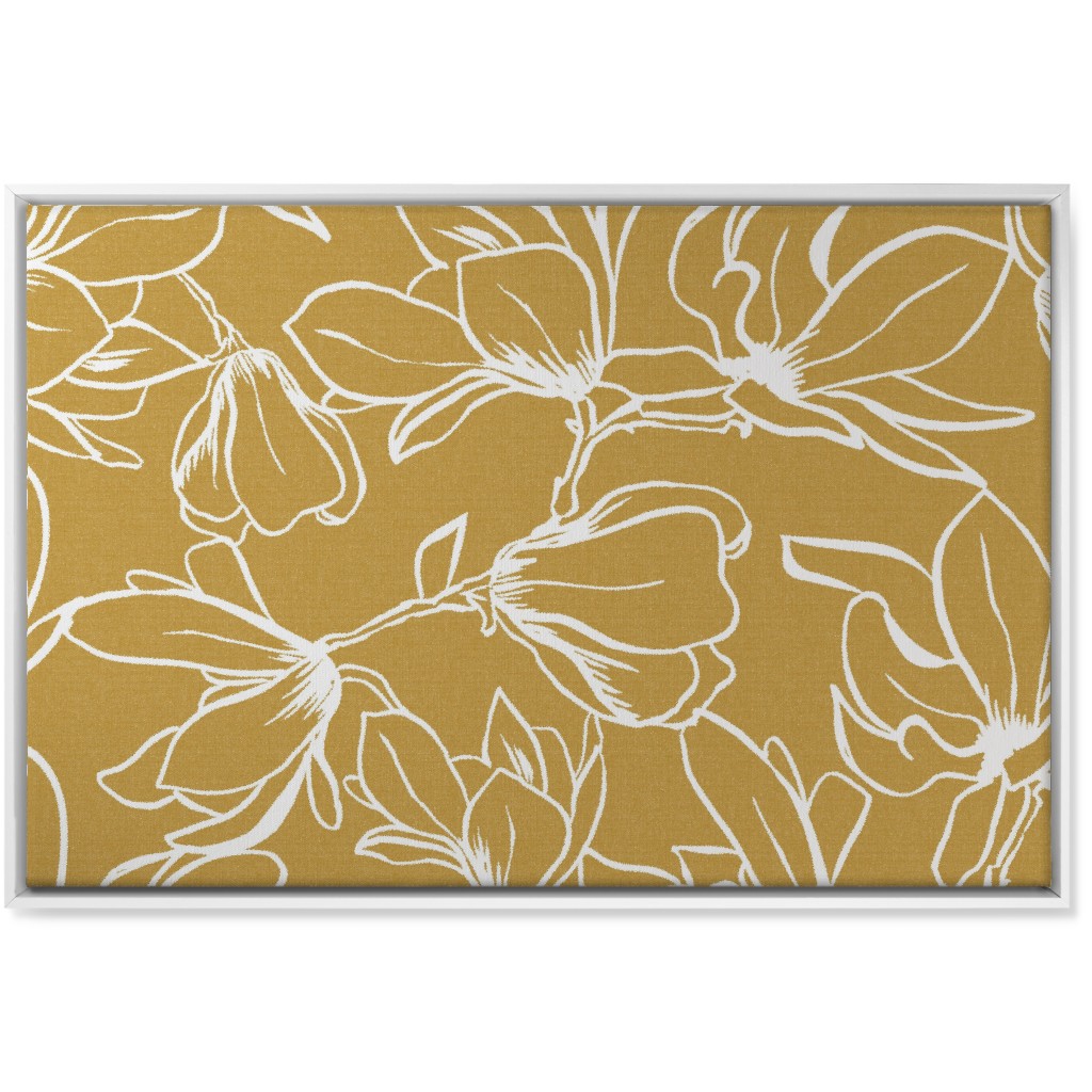 Magnolia Garden Wall Art, White, Single piece, Canvas, 24x36, Brown, Golden