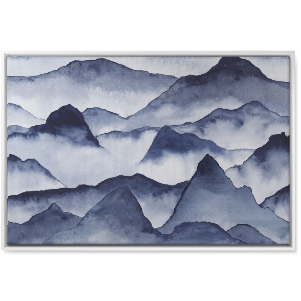 Watercolor Mountains - Blue Wall Art, White, Single piece, Canvas, 24x36, Blue