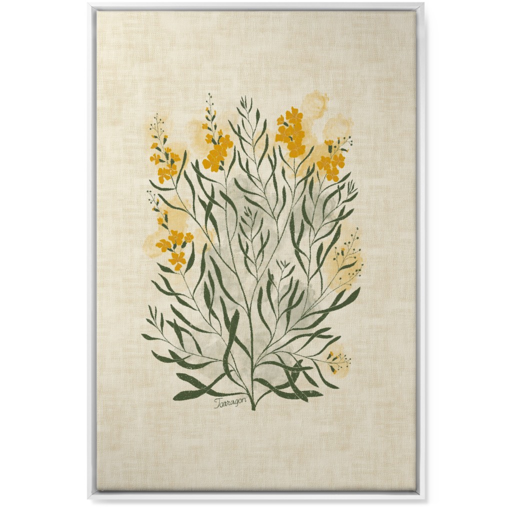 Tarragon - Botanical Illustration Wall Art, White, Single piece, Canvas, 24x36, Beige