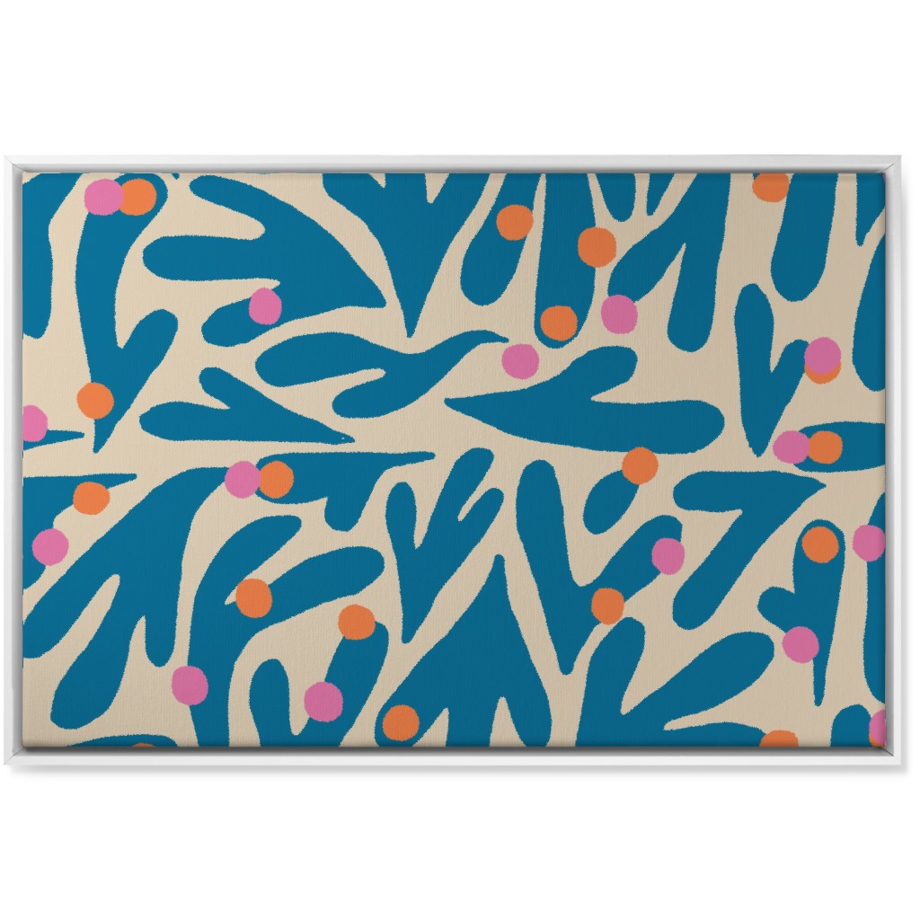 Funky Floral - Blue and White Wall Art, White, Single piece, Canvas, 24x36, Blue, True Blue