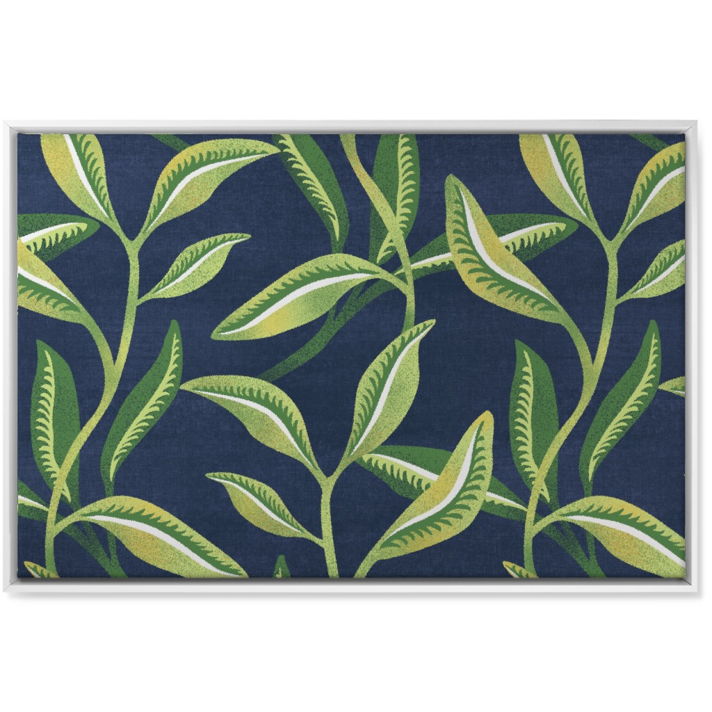 Leafy Vines - Green Wall Art, White, Single piece, Canvas, 24x36, Green, Classic Green