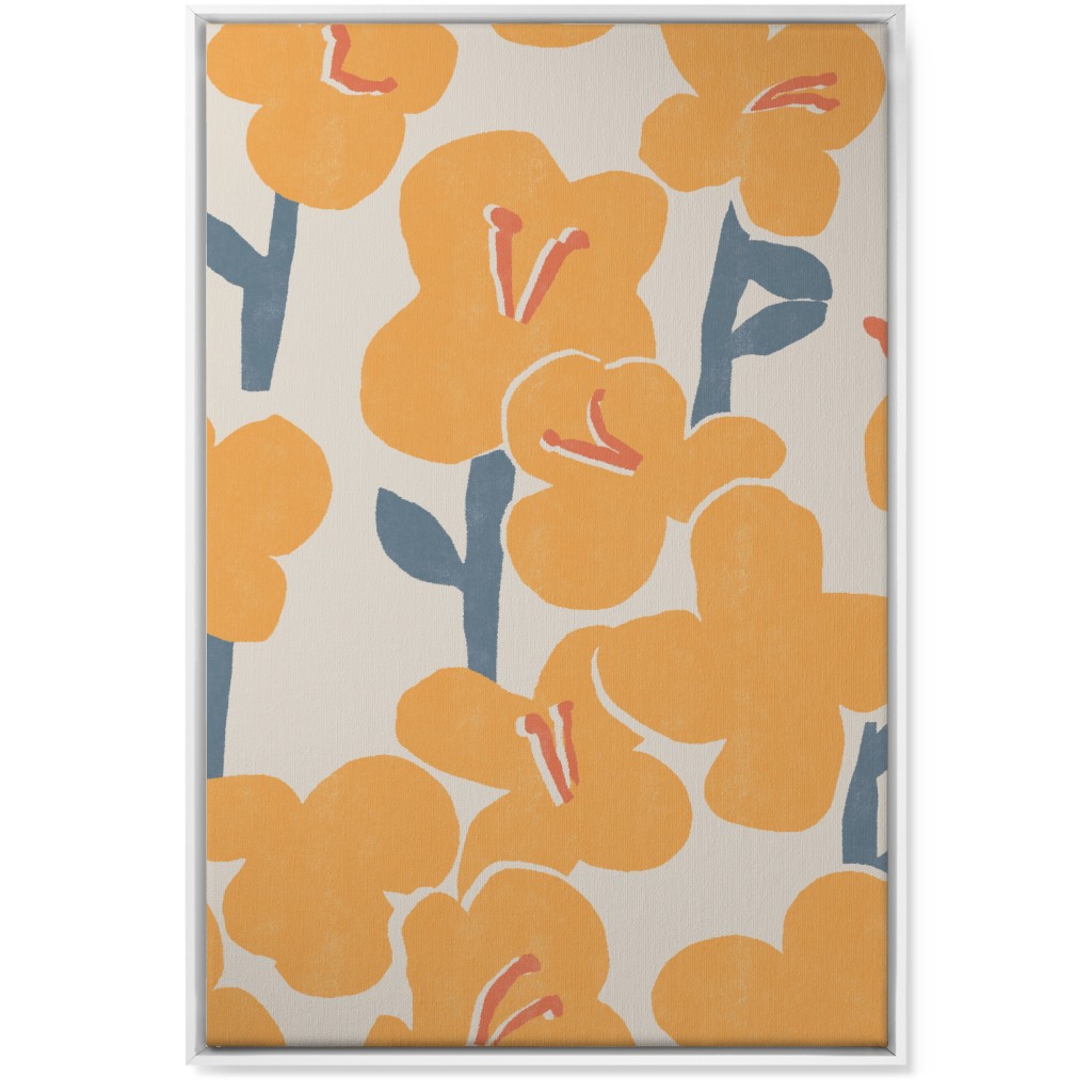 Field of Mod Flowers - Yellow Wall Art, White, Single piece, Canvas, 24x36, Yellow