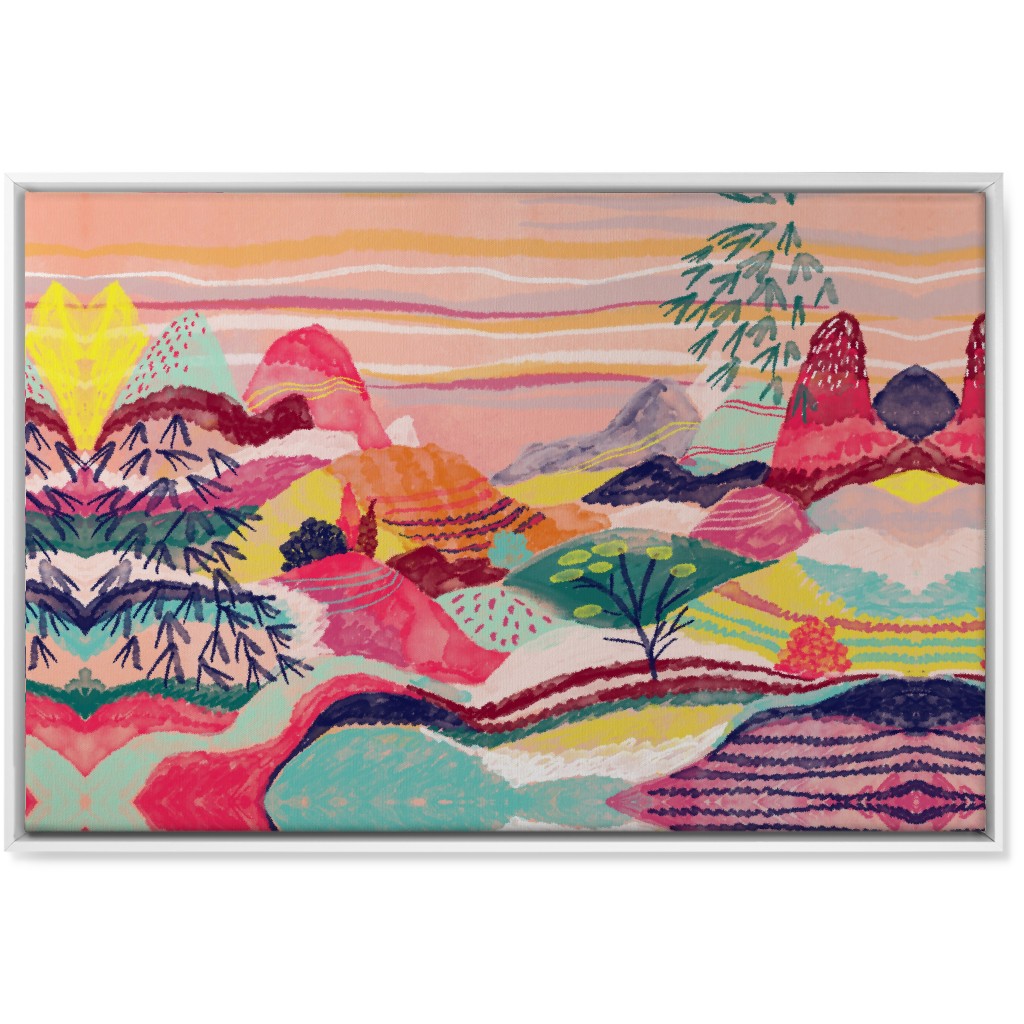Dreamy Hills Abstract - Vibrant Wall Art, White, Single piece, Canvas, 24x36, Multicolor