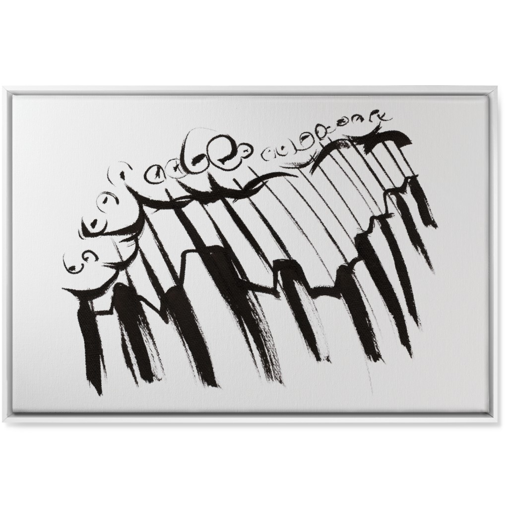 Pianissmo - Black and White Wall Art, White, Single piece, Canvas, 24x36, White, White