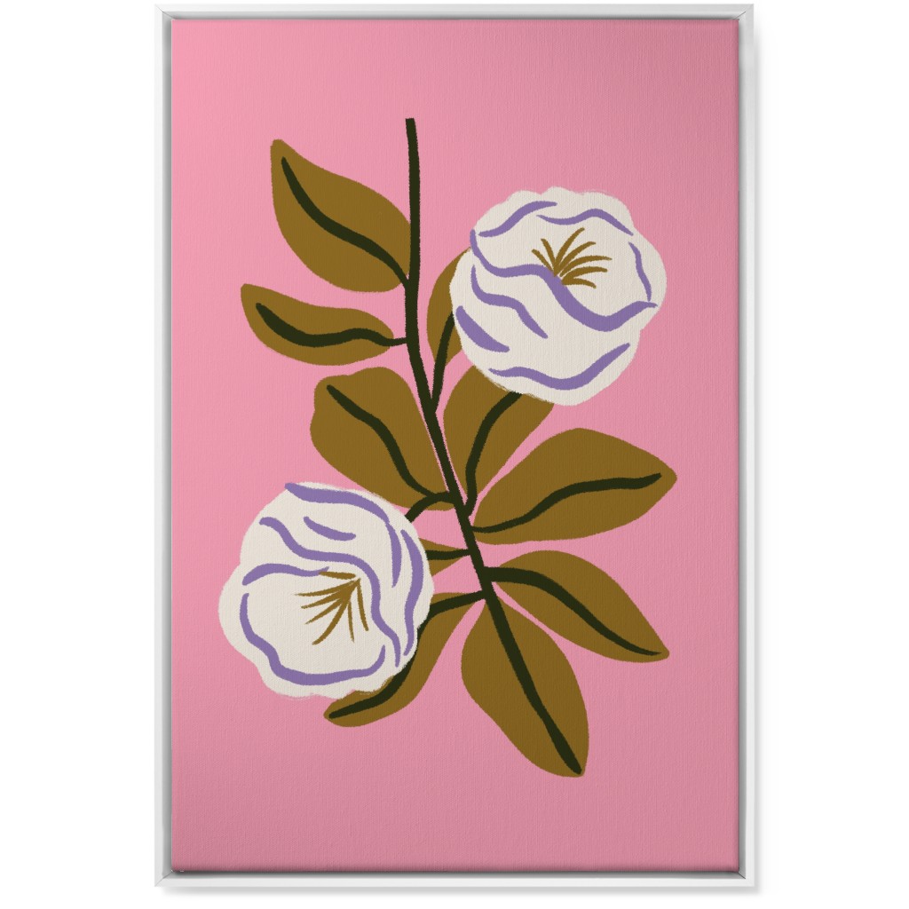 White Bulb Flower - Multi on Pink Wall Art, White, Single piece, Canvas, 24x36, Pink