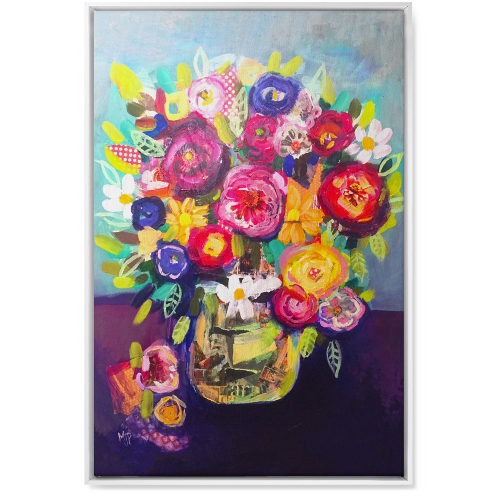 Acrylic Summer Floral Bouquet - Vibrant Wall Art, White, Single piece, Canvas, 24x36, Multicolor