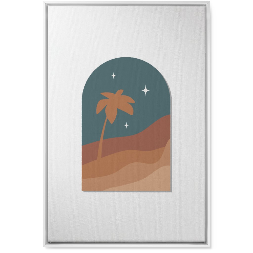 Abstract Landscape in Window With Tree Wall Art, White, Single piece, Canvas, 24x36, Multicolor