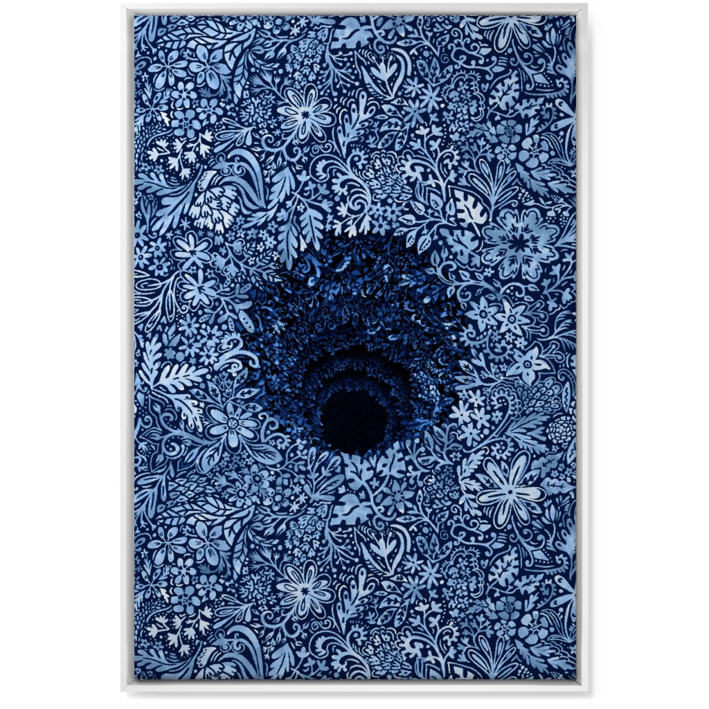 Deep Down Colorful Floral Abstract Wall Art, White, Single piece, Canvas, 24x36, Blue, Silhouette