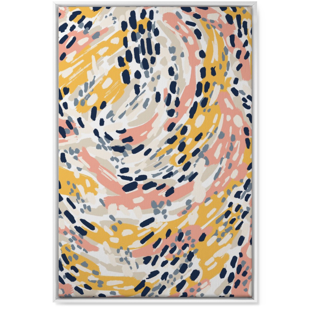 Abstract Painterly Swirls, Dots and Brushstrokes - Multi Wall Art, White, Single piece, Canvas, 24x36, Multicolor