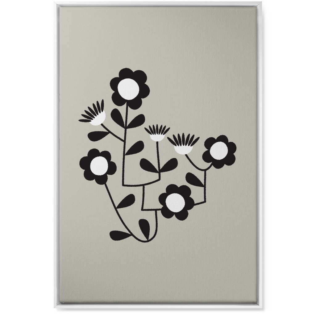 Mod Hanging Floral Wall Art, White, Single piece, Canvas, 24x36, Gray