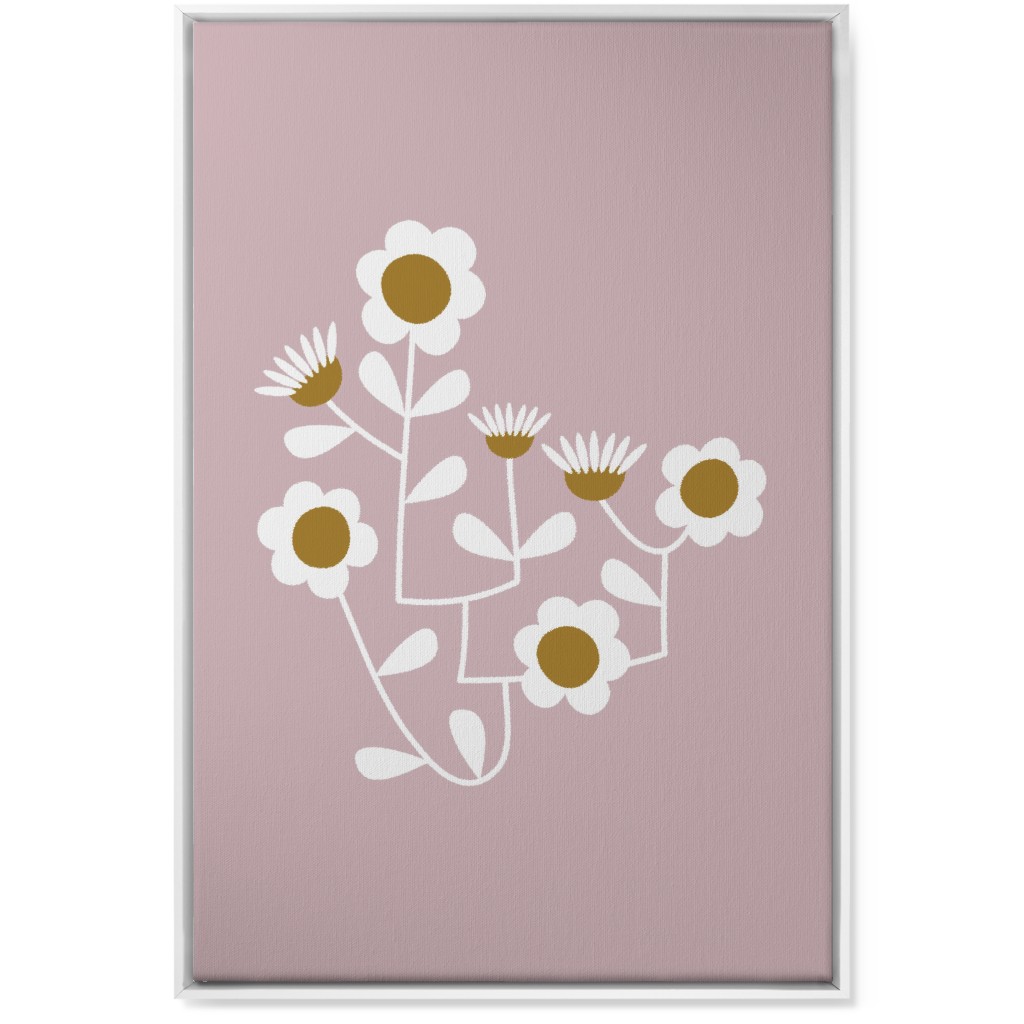 Mod Hanging Floral Wall Art, White, Single piece, Canvas, 24x36, Pink, Whisper