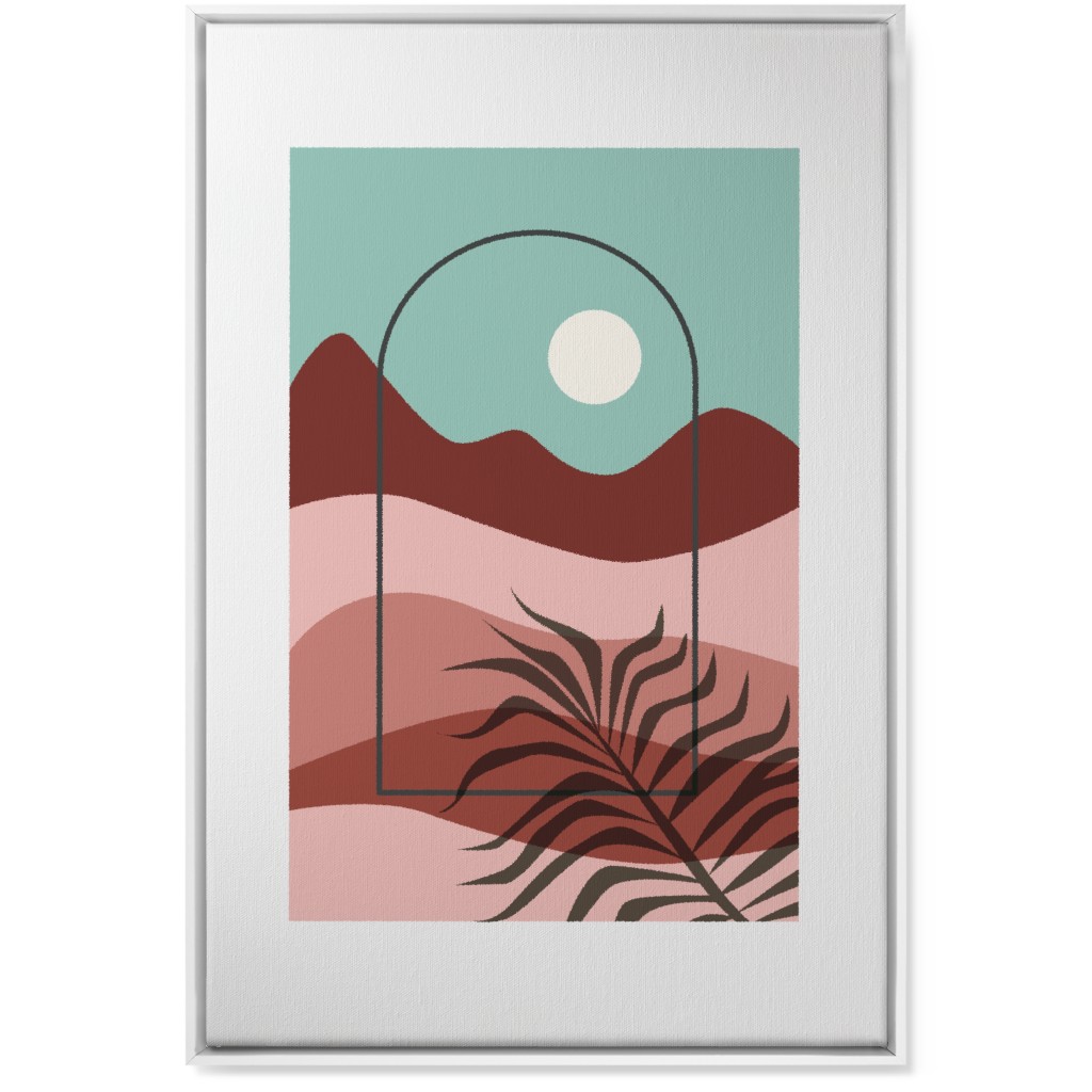 Floating Frame Abstract Mountain Landscape Wall Art, White, Single piece, Canvas, 24x36, Multicolor