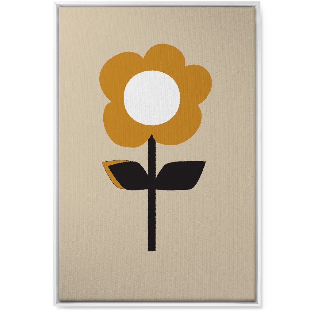 Retro Flower Wall Art, White, Single piece, Canvas, 24x36, Orange