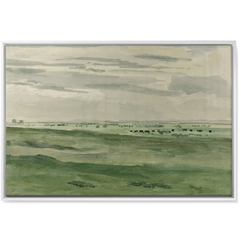 Watercolor Fields Wall Art, White, Single piece, Canvas, 24x36, Green, Classic Green