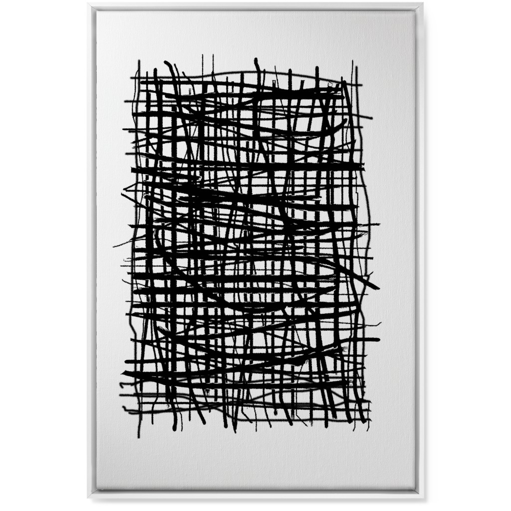 Woven Abstraction - Black on White Wall Art, White, Single piece, Canvas, 24x36, Black