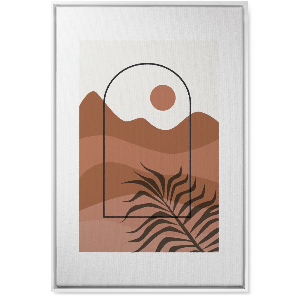 Floating Frame Abstract Mountain Landscape Wall Art, White, Single piece, Canvas, 24x36, Red