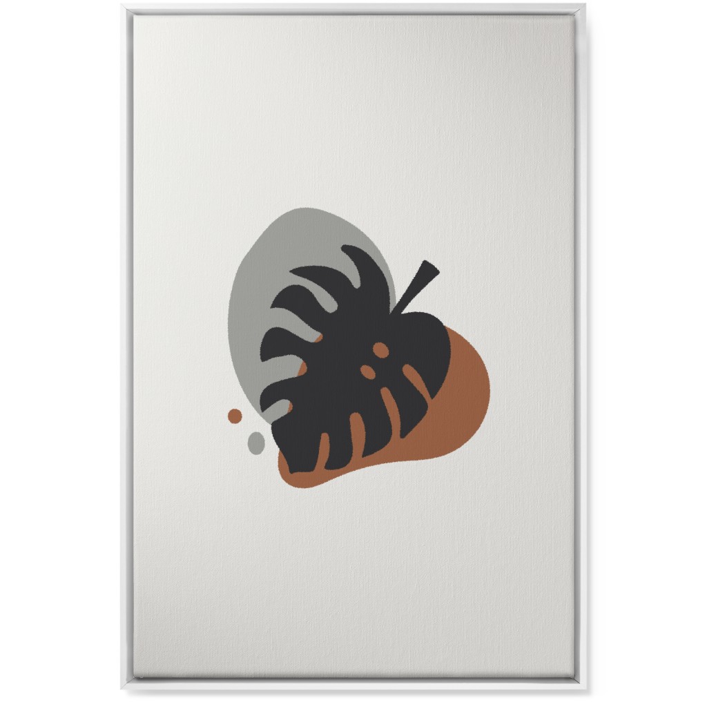 Shapes and Fern Leaf Iv Wall Art, White, Single piece, Canvas, 24x36, Brown, Silver Lining