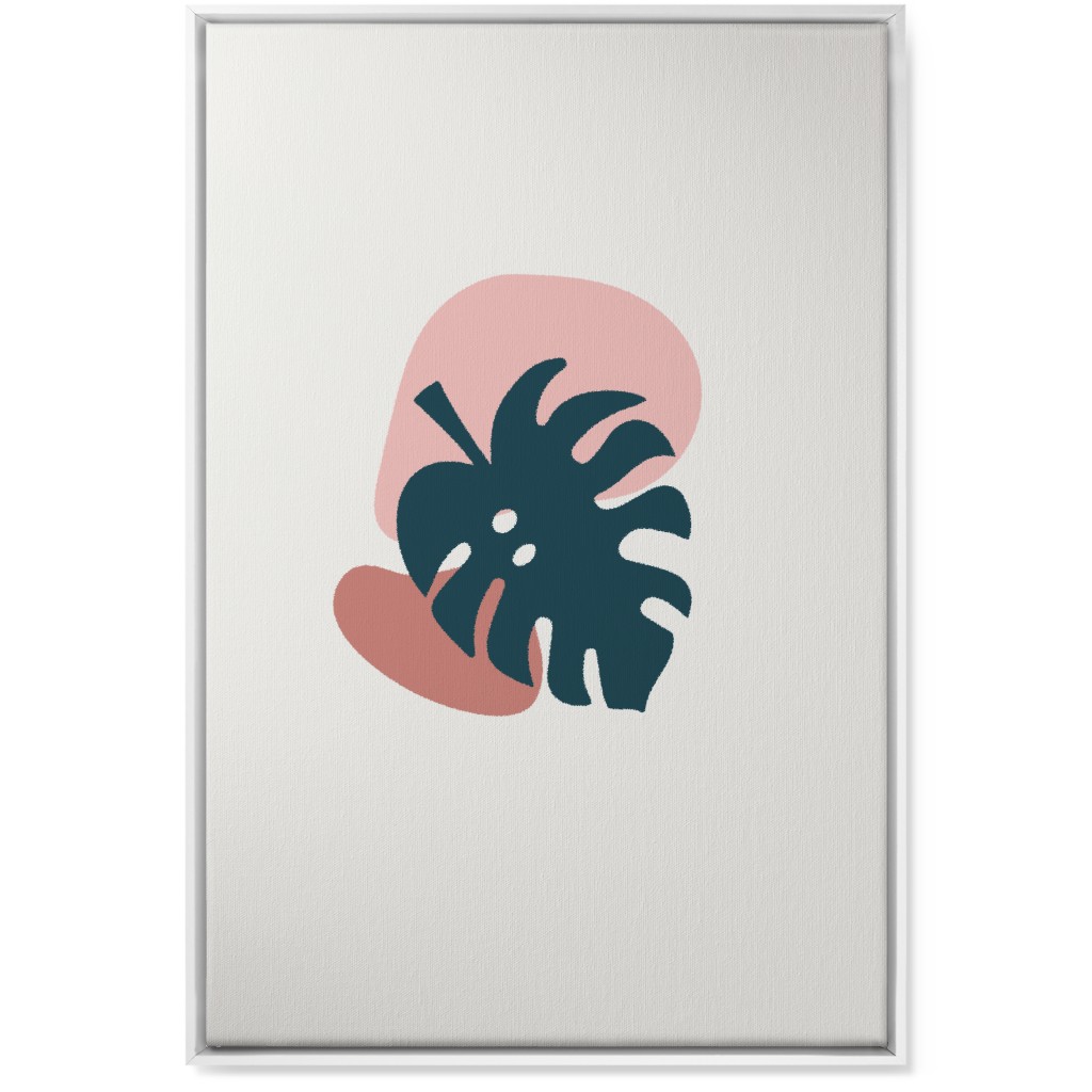 Shapes and Fern Leaf Ii Wall Art, White, Single piece, Canvas, 24x36, Pink, Whisper