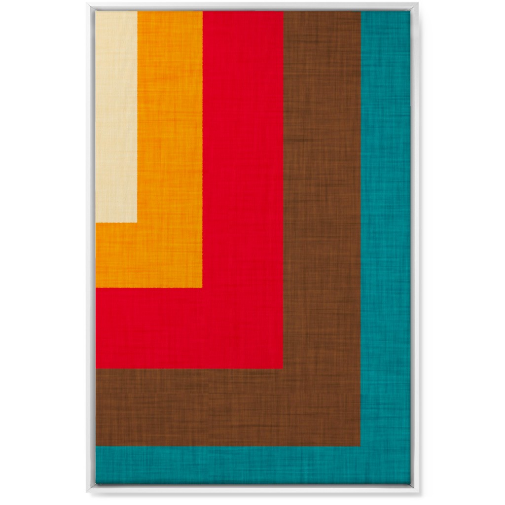 Abstract Mod Cube Wall Art, White, Single piece, Canvas, 24x36, Multicolor, Red