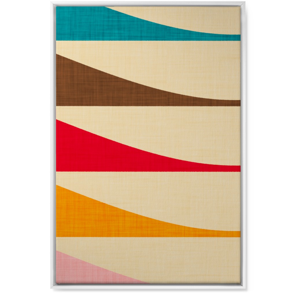 Mid Mod Waves Wall Art, White, Single piece, Canvas, 24x36, Multicolor, Bright Red