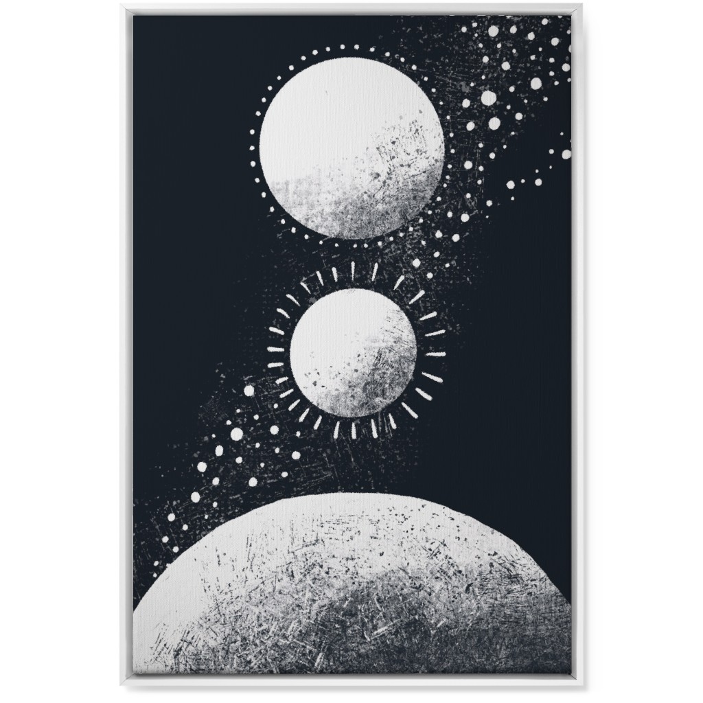 Moonrise Planets - Dark Wall Art, White, Single piece, Canvas, 24x36, Black, Black