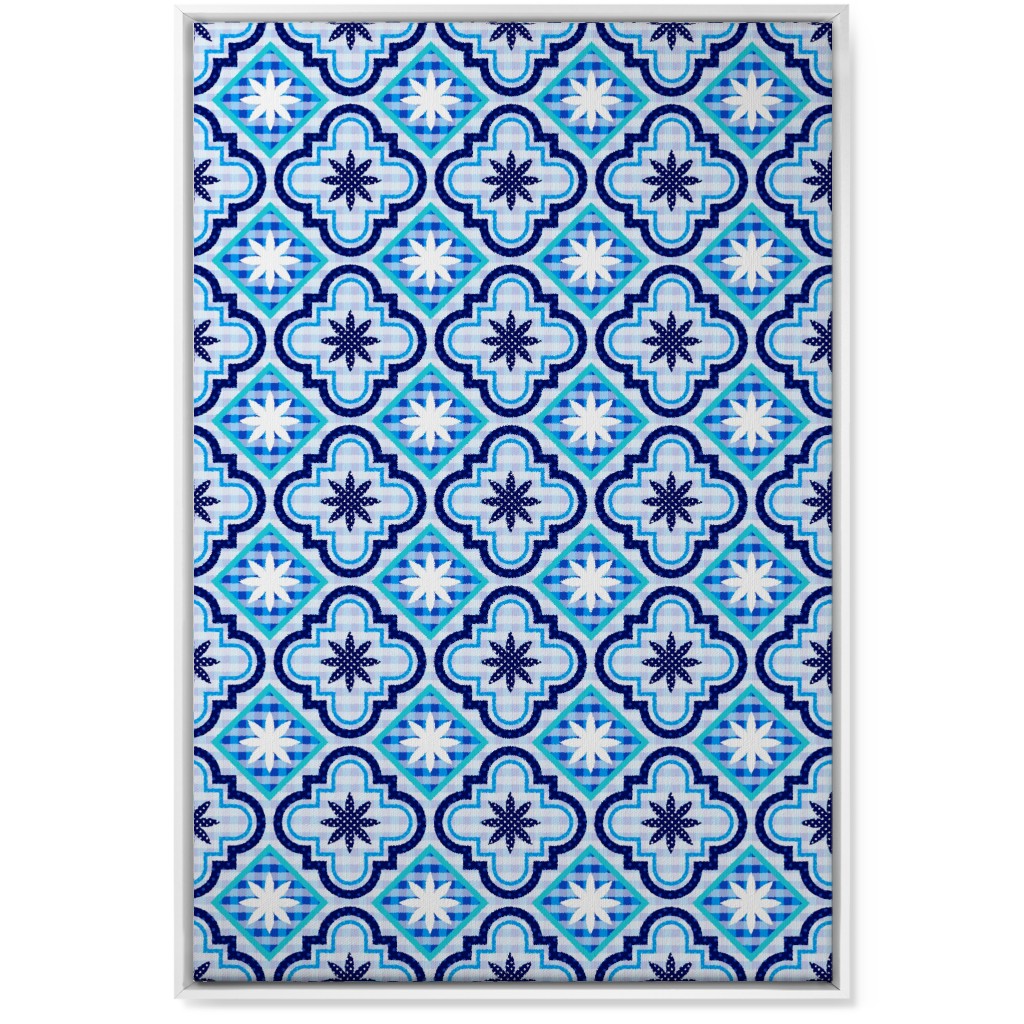 Tile Patchwork - Blue Wall Art, White, Single piece, Canvas, 24x36, Blue