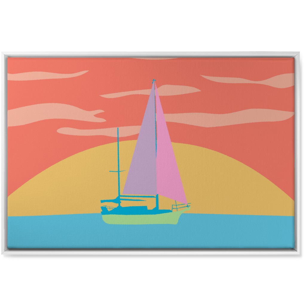 Minimalist Sunset Sail - Bold Wall Art, White, Single piece, Canvas, 24x36, Multicolor