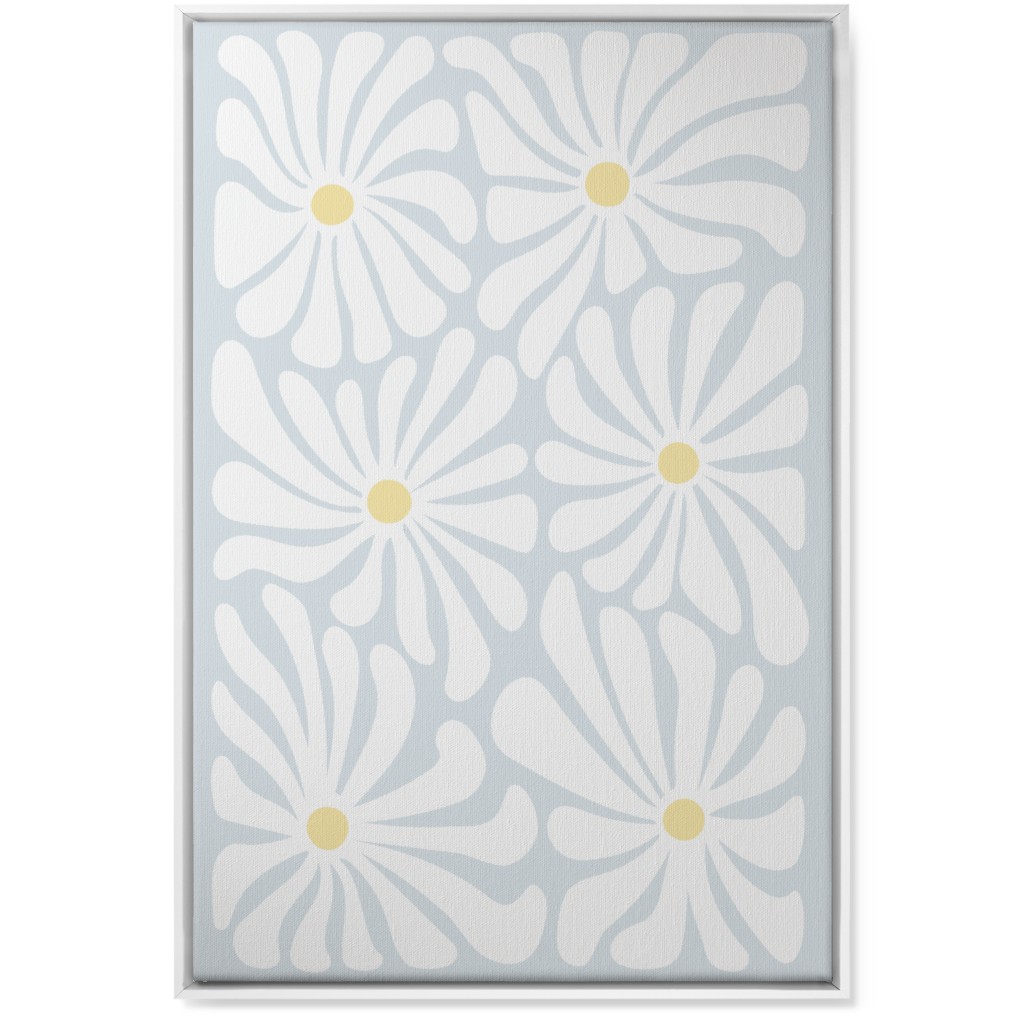 Retro Daisies Wall Art, White, Single piece, Canvas, 24x36, Blue