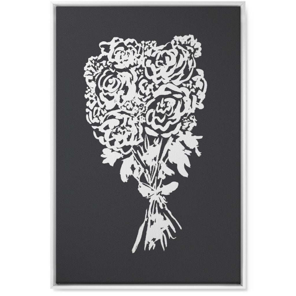 Summer Bouquet Wall Art, White, Single piece, Canvas, 24x36, Gray, Gray