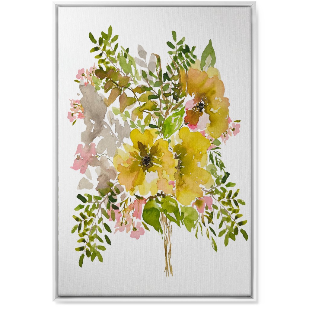 Floral Bouquet - Yellow Wall Art, White, Single piece, Canvas, 24x36, Yellow