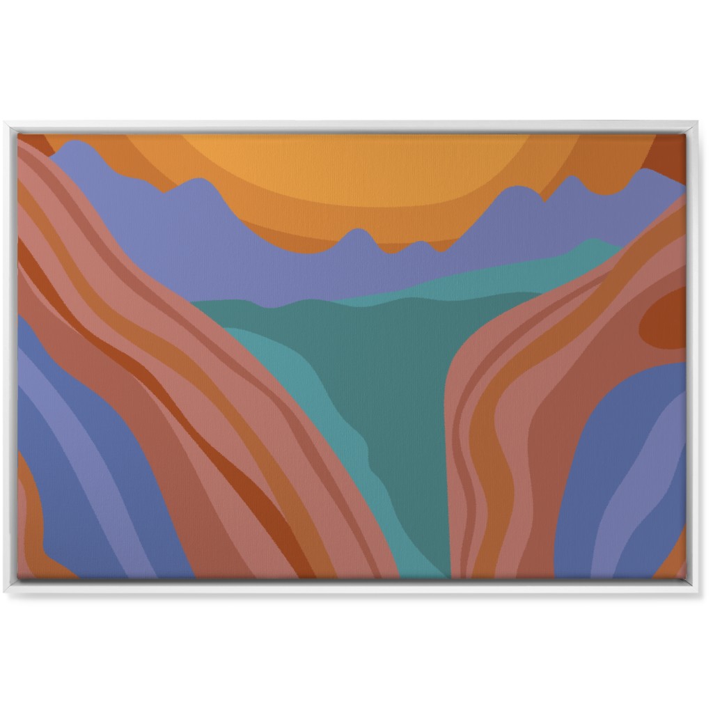 Minimalist Canyon River Sunset - Multi Wall Art, White, Single piece, Canvas, 24x36, Multicolor