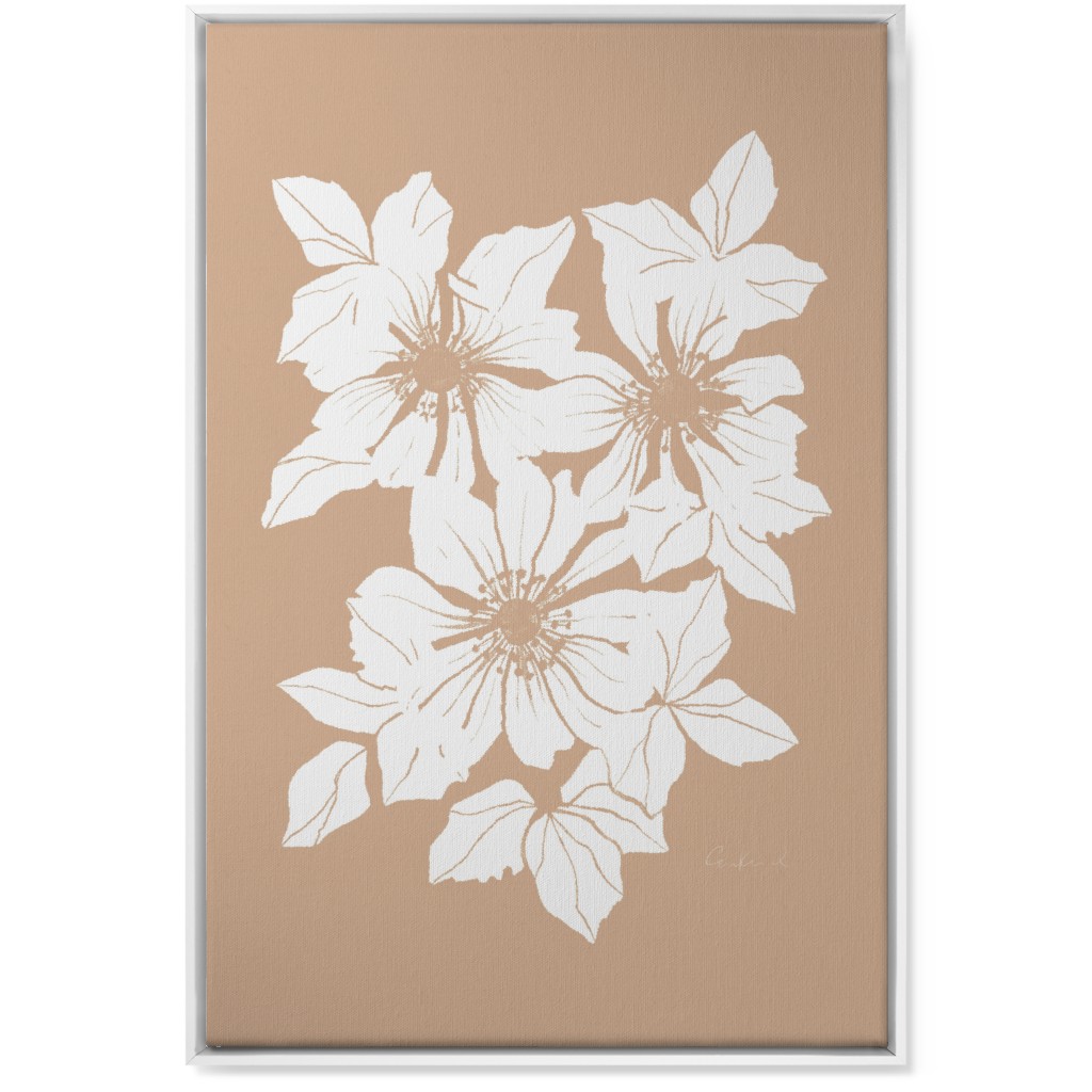 Botanical Big Anemones Wall Art, White, Single piece, Canvas, 24x36, Beige, Alpaca