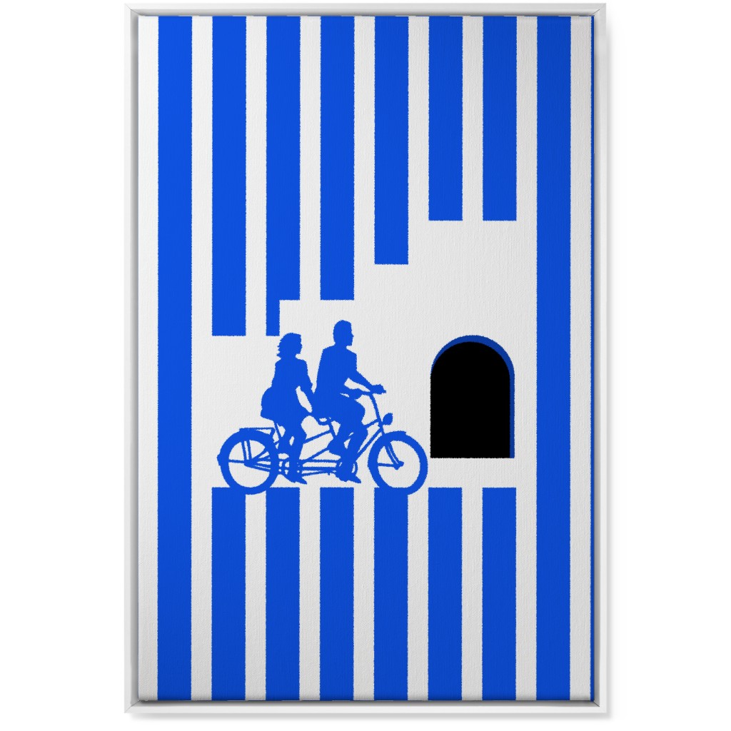 Riders Minimal Artwork - Blue Wall Art, White, Single piece, Canvas, 24x36, Blue