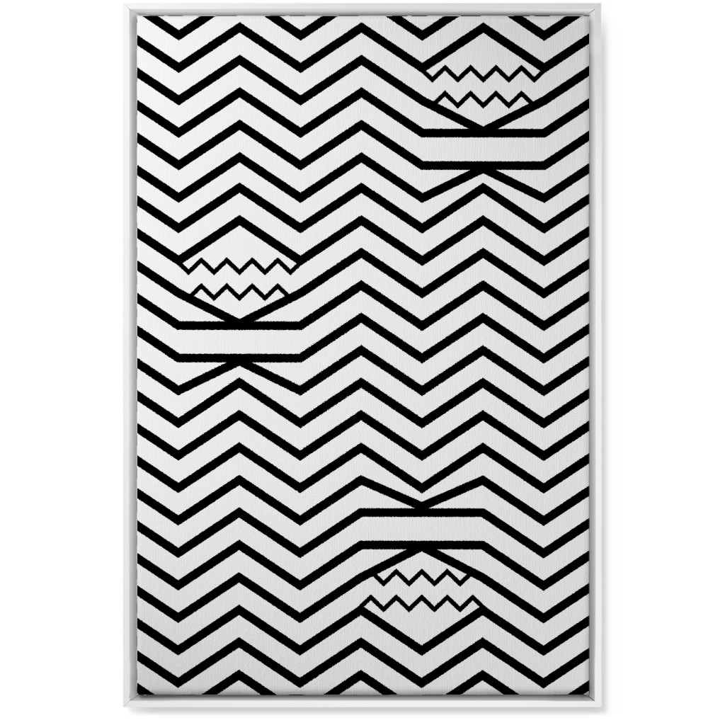 Wavy Lines - Black and White Wall Art, White, Single piece, Canvas, 24x36, Black