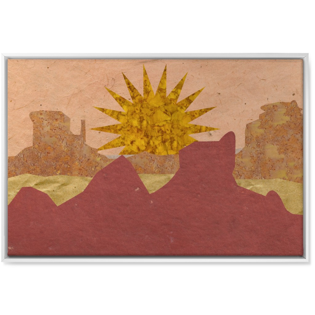 Textured Canyon Sunset - Warm Wall Art, White, Single piece, Canvas, 24x36, Orange, Orange