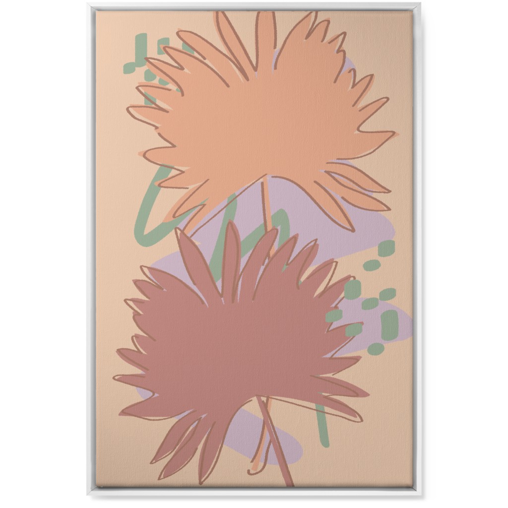 Modern Sabal Palm - Pink Wall Art, White, Single piece, Canvas, 24x36, Orange
