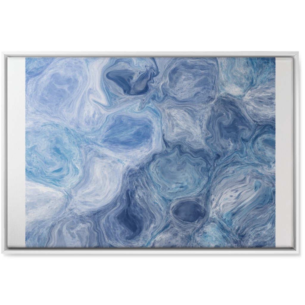 Abstract Acrylic Pour Ripple - Blue Wall Art, White, Single piece, Canvas, 24x36, Blue