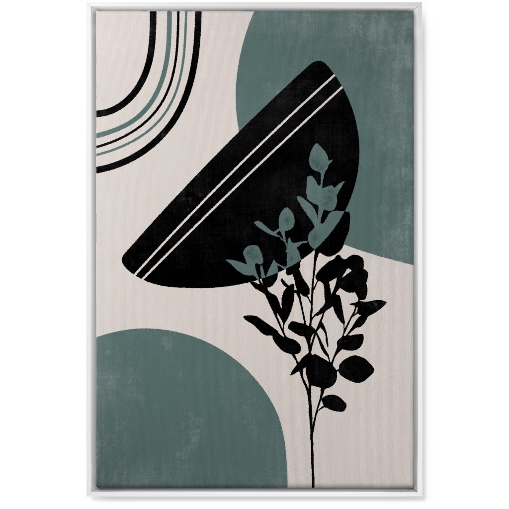 Modern Eucalytus Botanical - Green and Ivory Wall Art, White, Single piece, Canvas, 24x36, Green, Classic Green