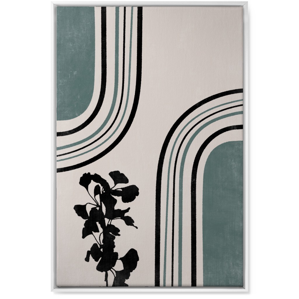 Modern Garden Pathway - Green and Ivory Wall Art, White, Single piece, Canvas, 24x36, Green