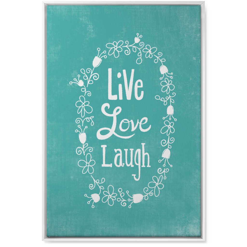 Live, Laugh, Love - Aqua Wall Art, White, Single piece, Canvas, 24x36, Green